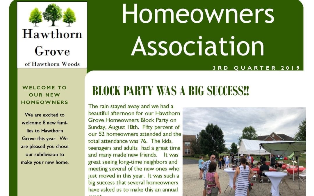 Newsletter – 3rd Quarter 2019